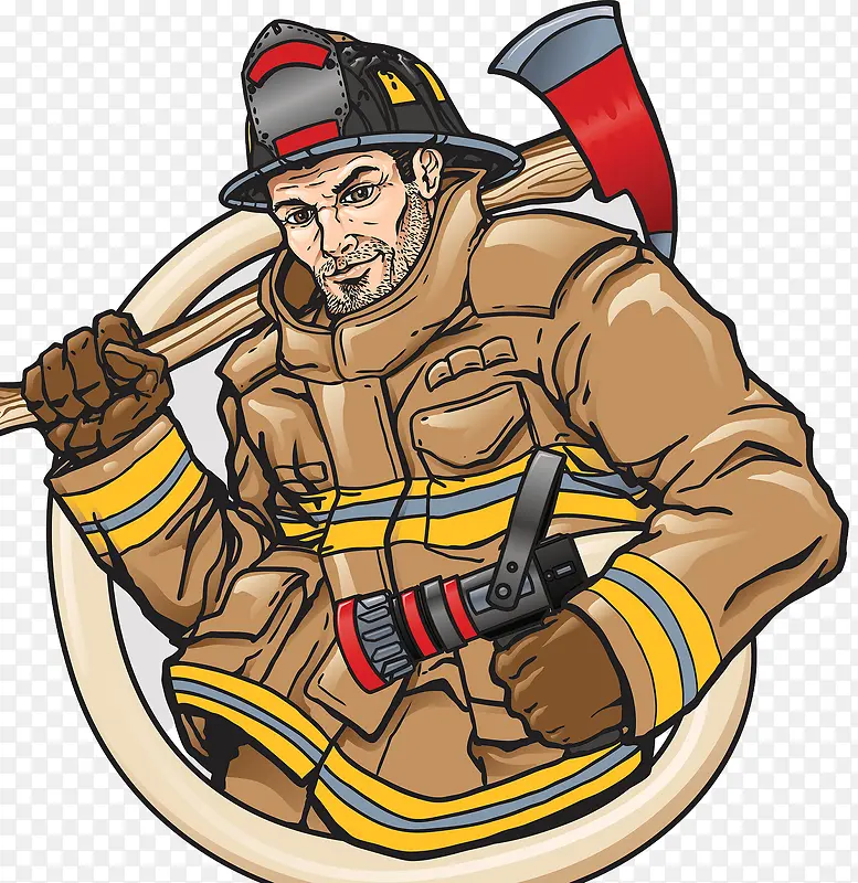 消防员救援插画