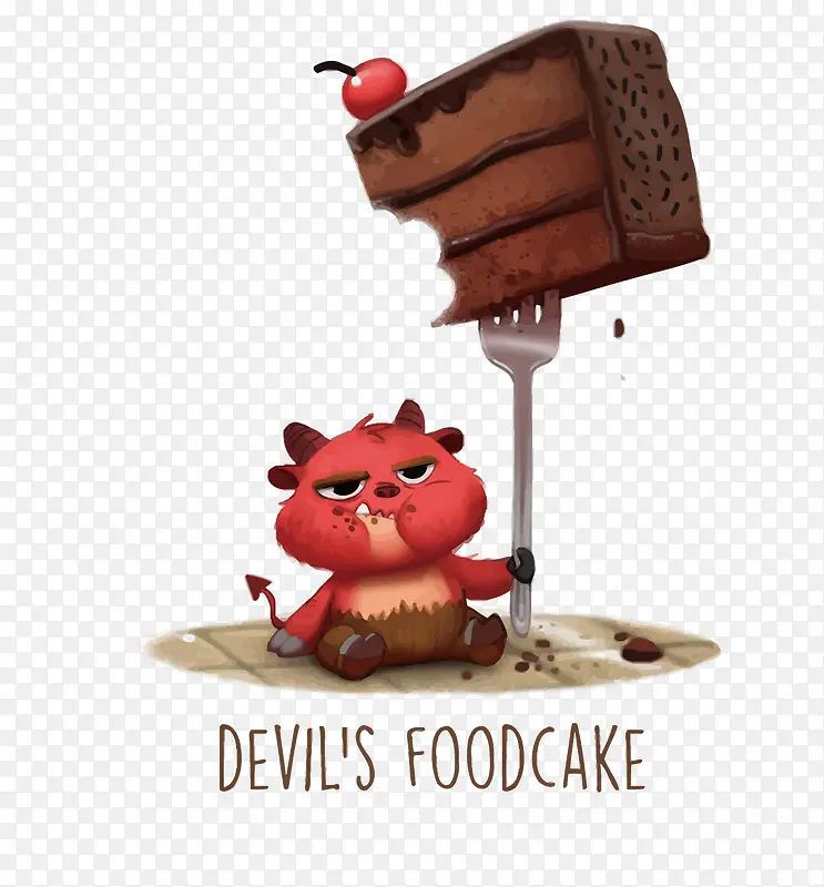 矢量小恶魔吃蛋糕