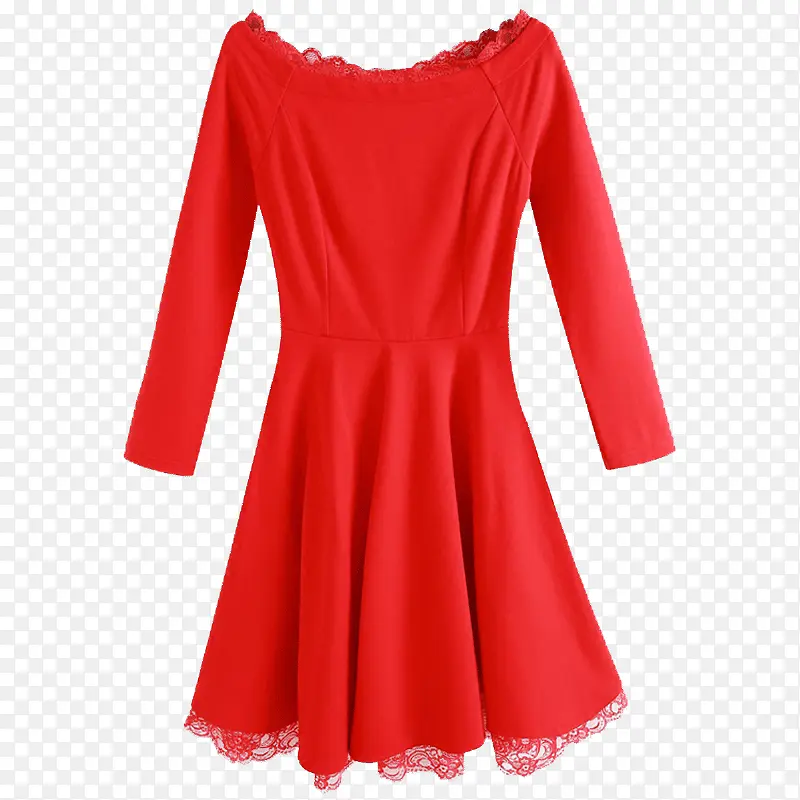 冬季加绒加厚红裙子