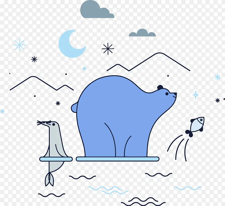 北极熊和海狮矢量图