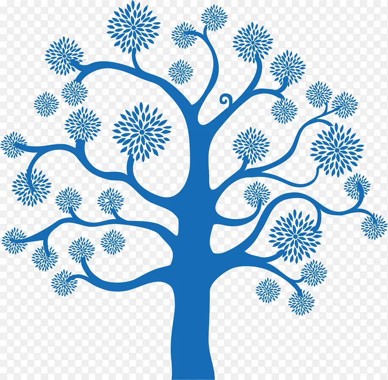 蓝色树木
