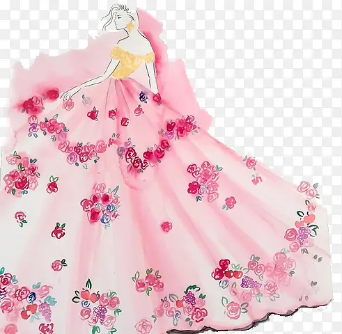 唯美风粉色裙子素材图