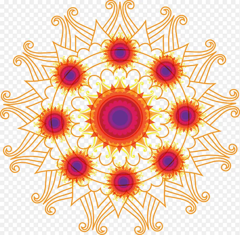 复古手绘太阳花纹