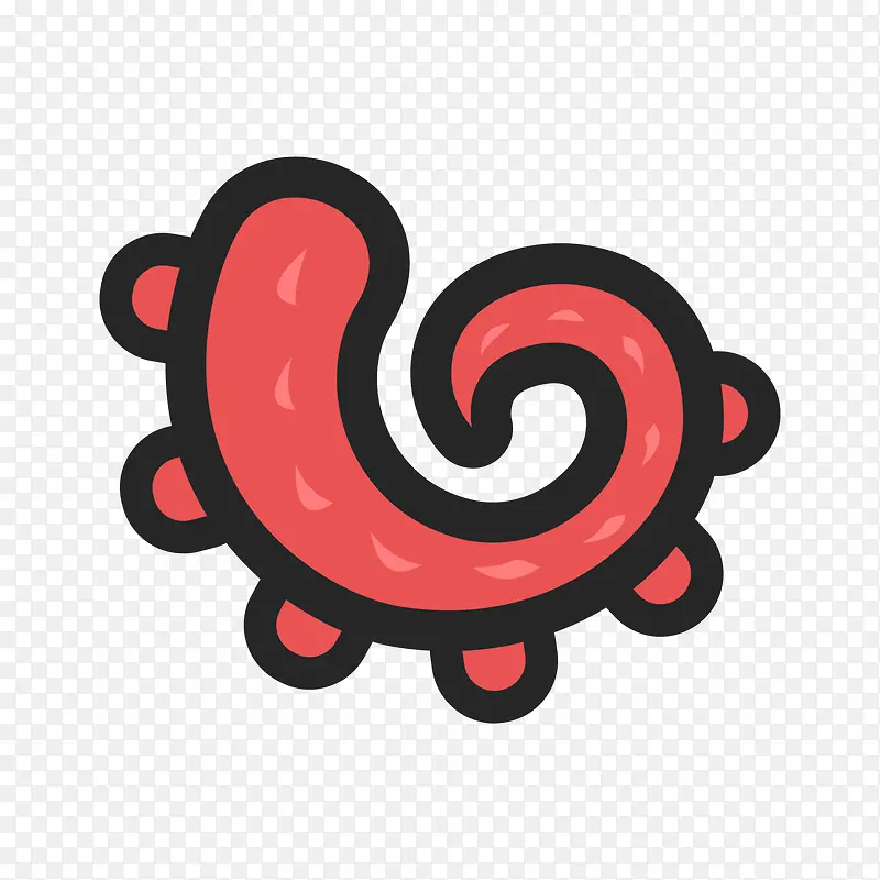 红色手绘圆弧八爪鱼卡通图标
