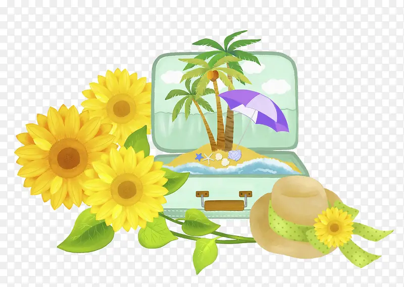 花朵和太阳帽