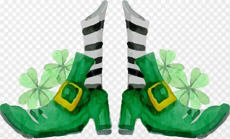 水彩绿色鞋子