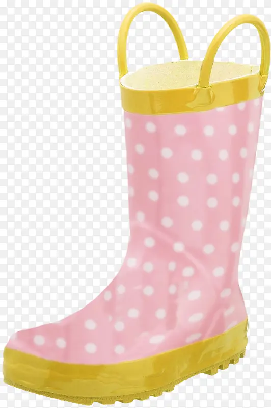 粉色波点雨鞋