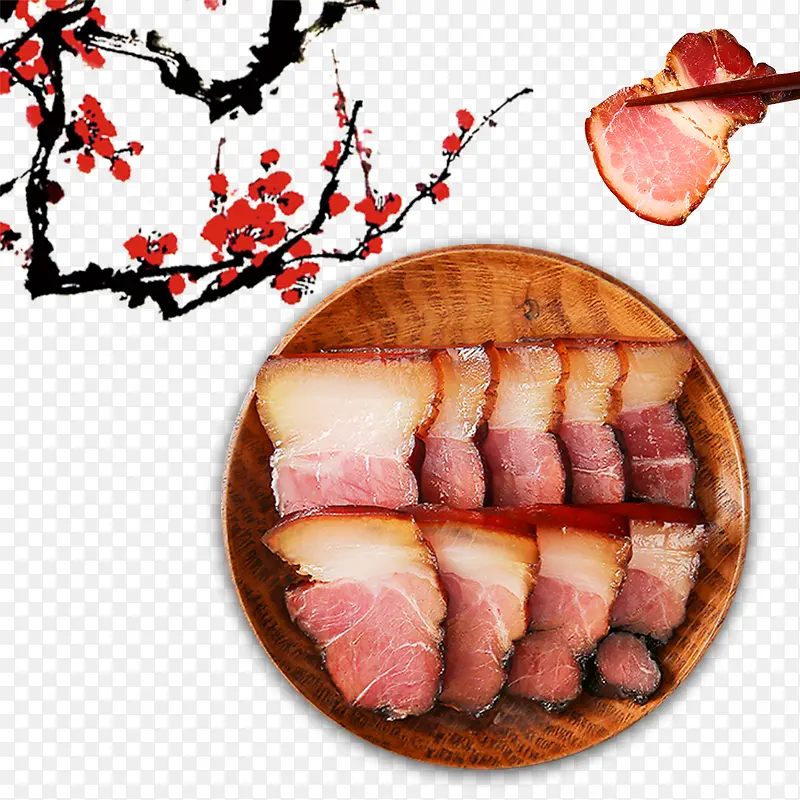 中国风美食切片腊肉装饰