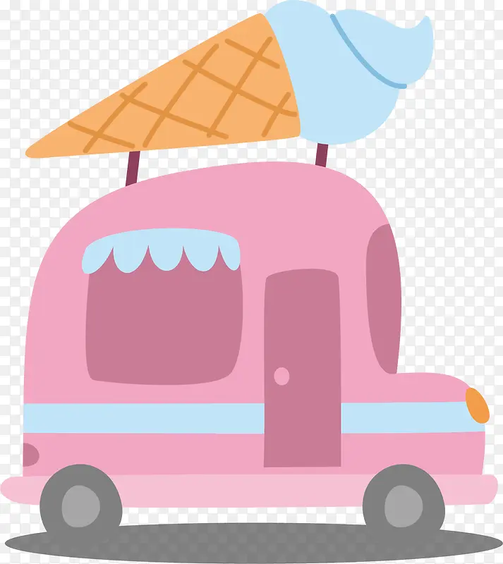 矢量图冰淇淋便利车
