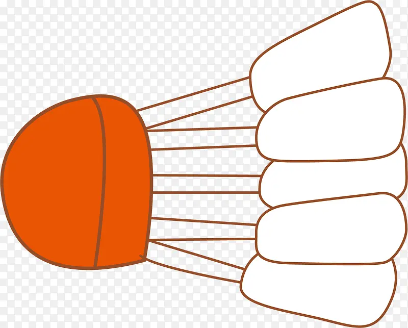手绘橙色羽毛球