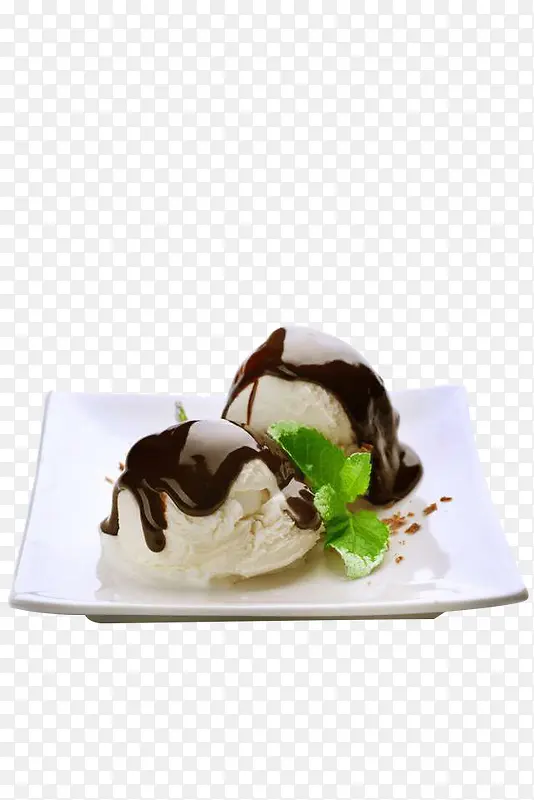 盘子里的巧克力味冰淇淋