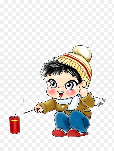 小孩放鞭炮