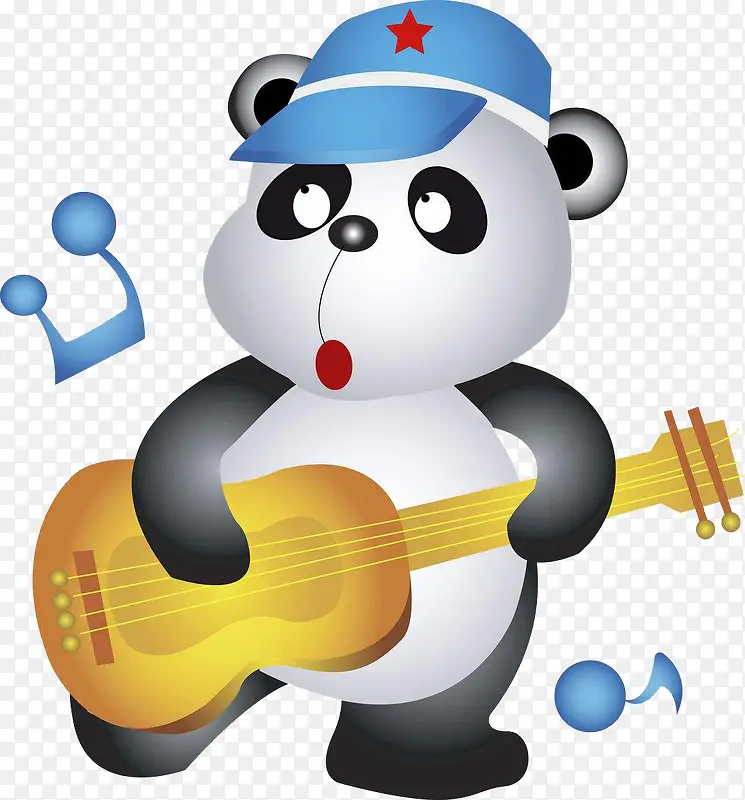 弹吉他的卡通熊猫