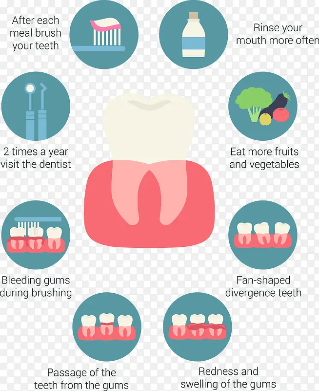 护理牙龈办法信息图表矢量素材