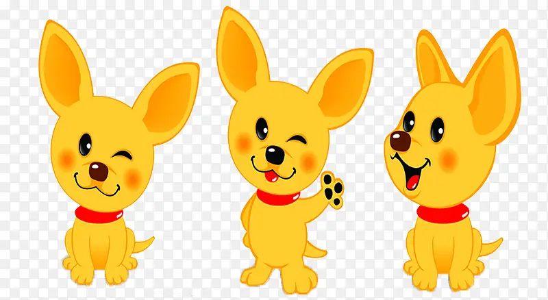 三只卡通卡通可爱黄色小狗