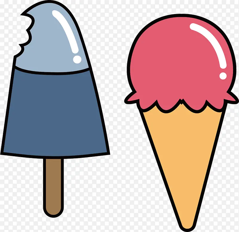 矢量图水彩美味冰淇淋