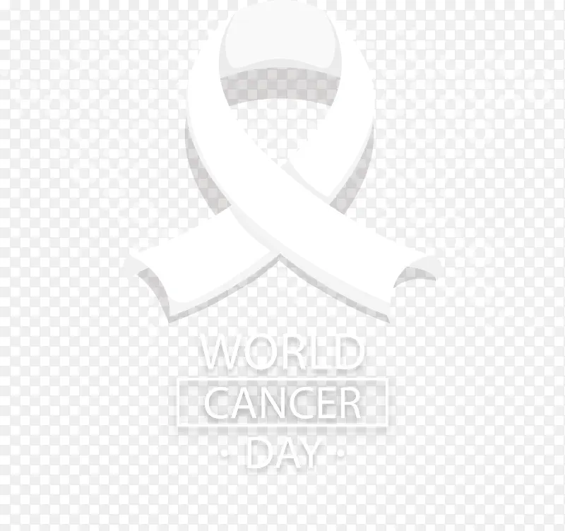 世界抗癌日白色丝带装饰图案