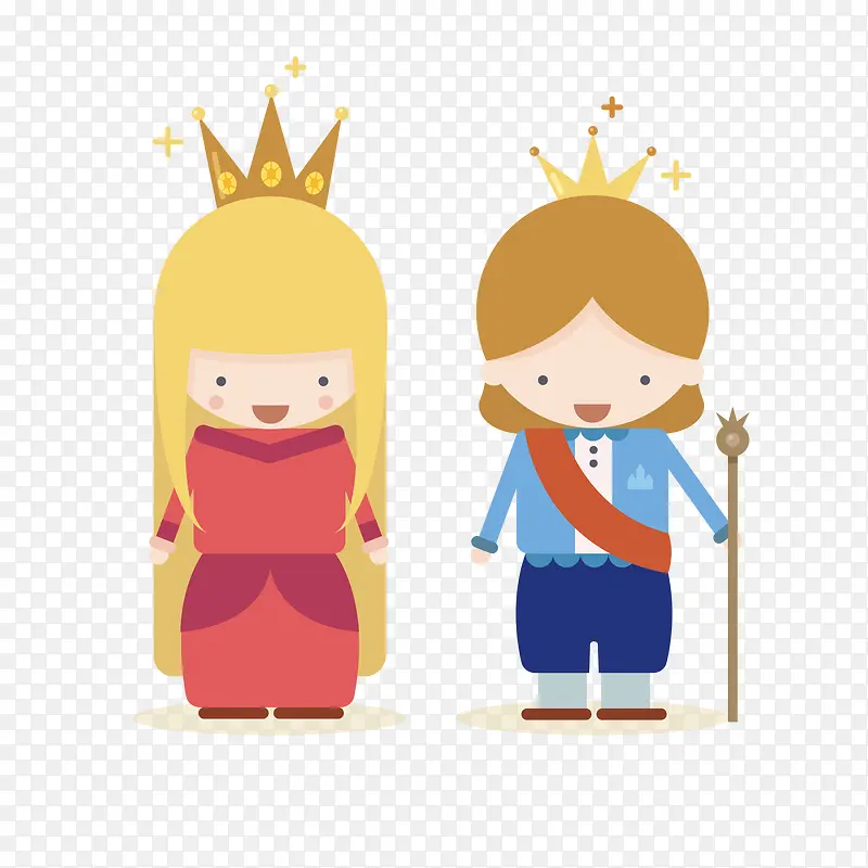 可爱卡通王子与公主插画元素