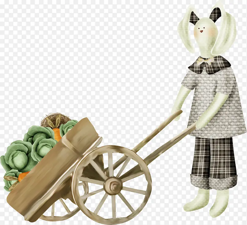 拉着青菜的兔子