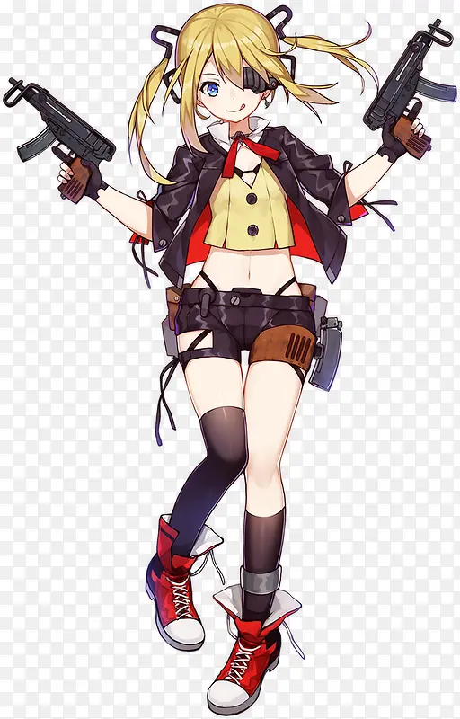 拿机关枪的美少女卡通PNG …