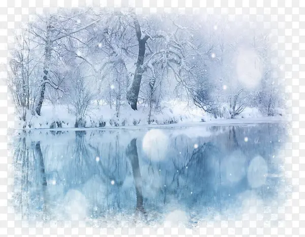 蓝色雪景
