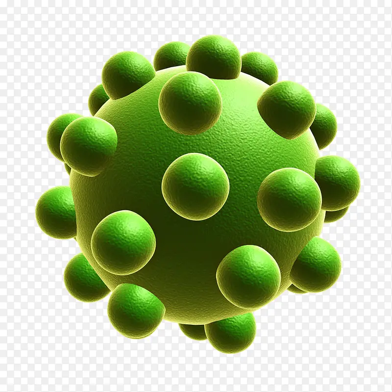 绿色病毒颗粒立体插画
