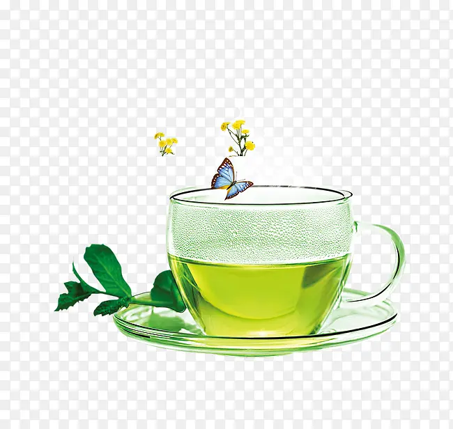 绿色茶杯元素