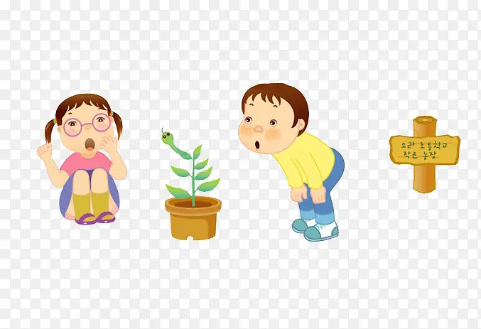 卡通小孩观赏盆栽