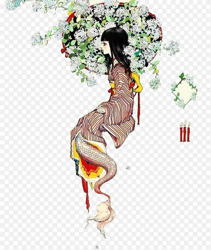 手绘美女蛇素材