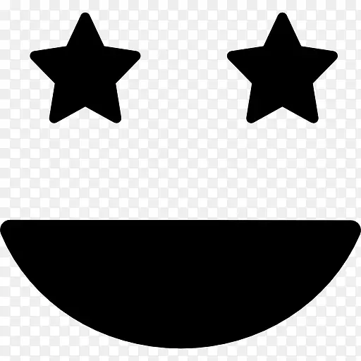 开心的微笑表情的方脸，眼睛像星星图标