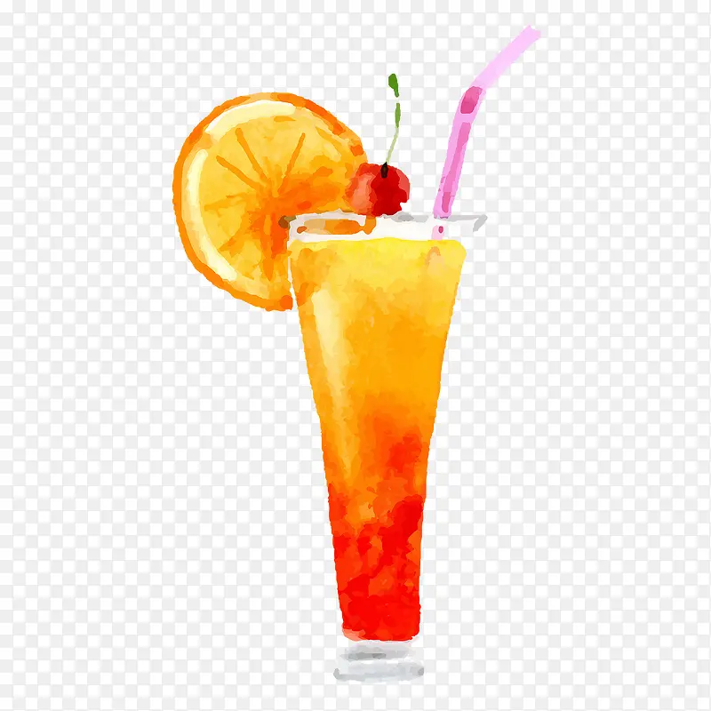 手绘橙子果汁
