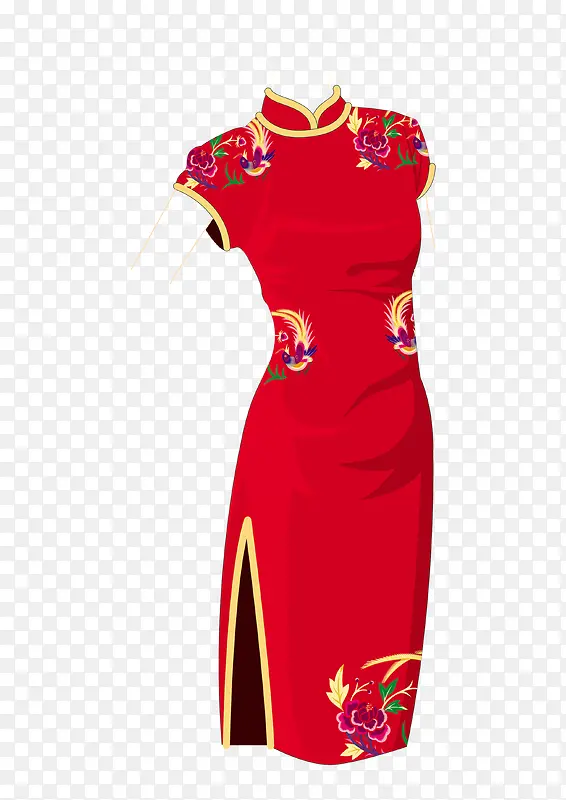 红色旗袍元素