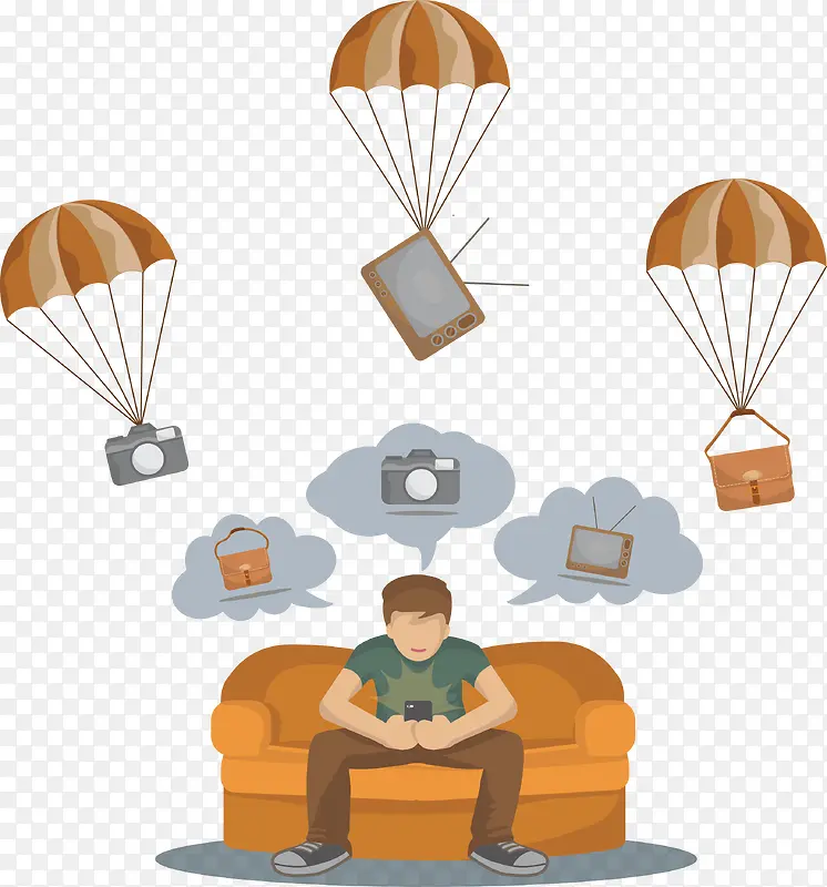 坐在沙发上想事情的人