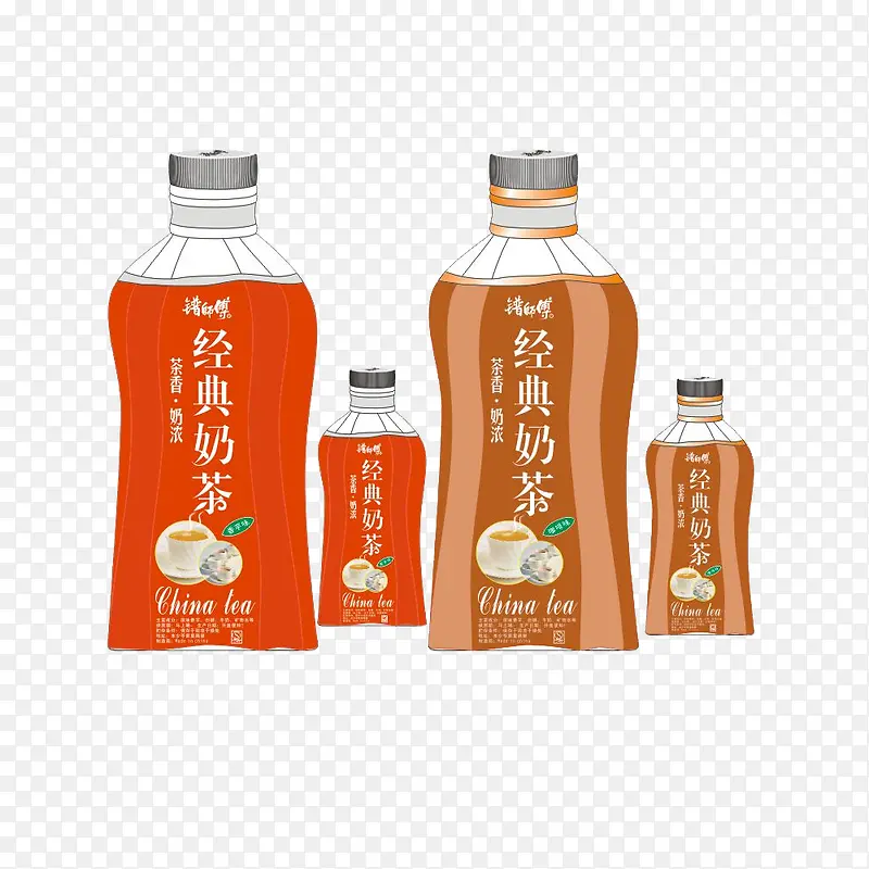 四瓶奶茶插画