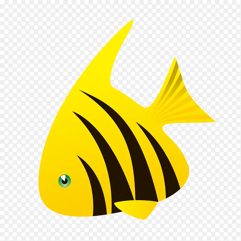 黄色黑条纹矢量海洋鱼