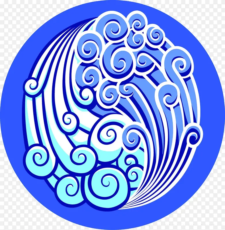蓝色海水江崖