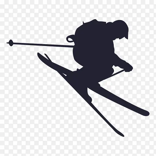 手绘滑雪人物轮廓PNG