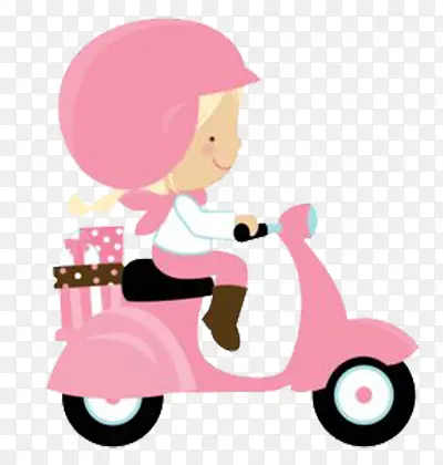 卡通骑摩托车女孩