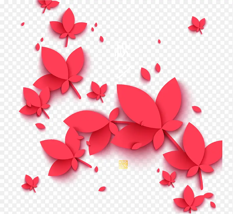 红色立体蝴蝶花瓣