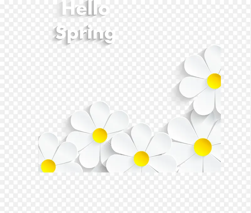 白色立体创意春季花朵装饰图案