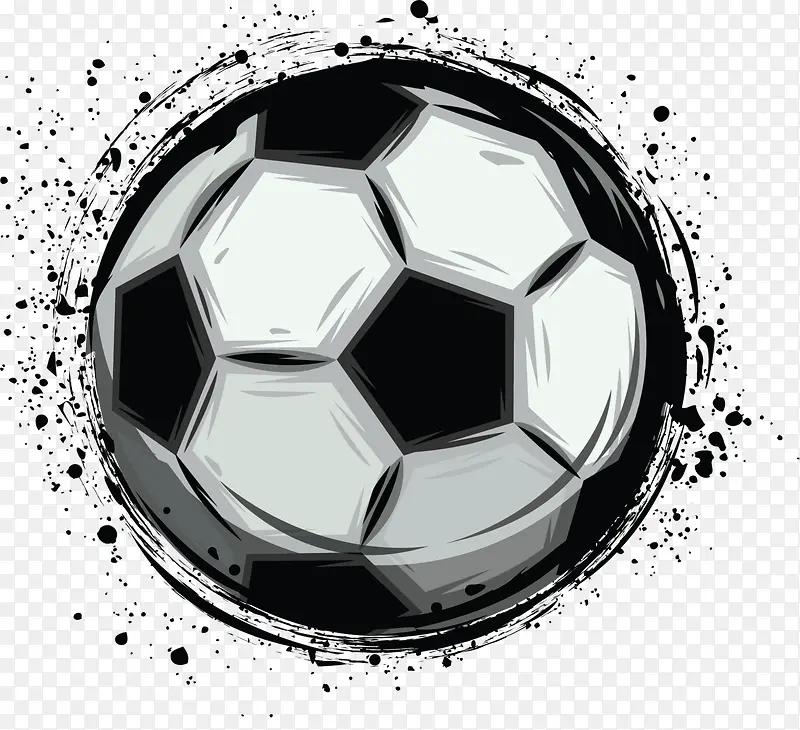 手绘创意黑色足球免抠图