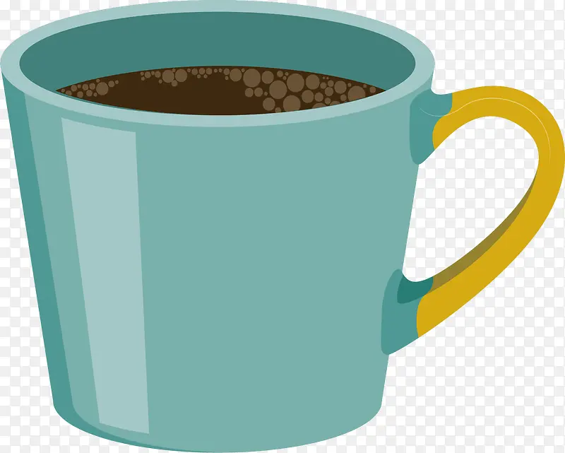 矢量图用蓝色杯子装的咖啡