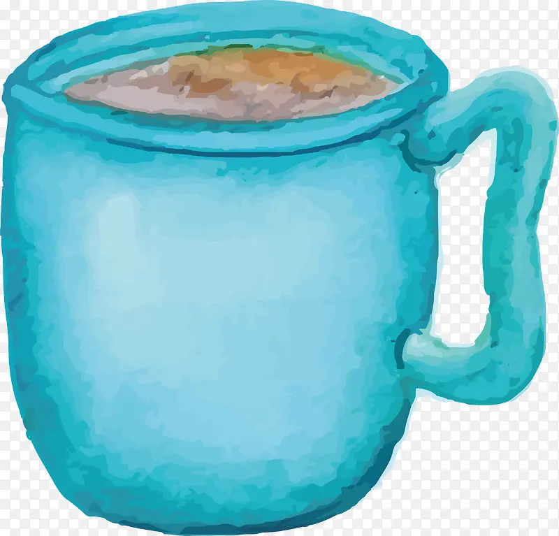 蓝色水彩咖啡杯