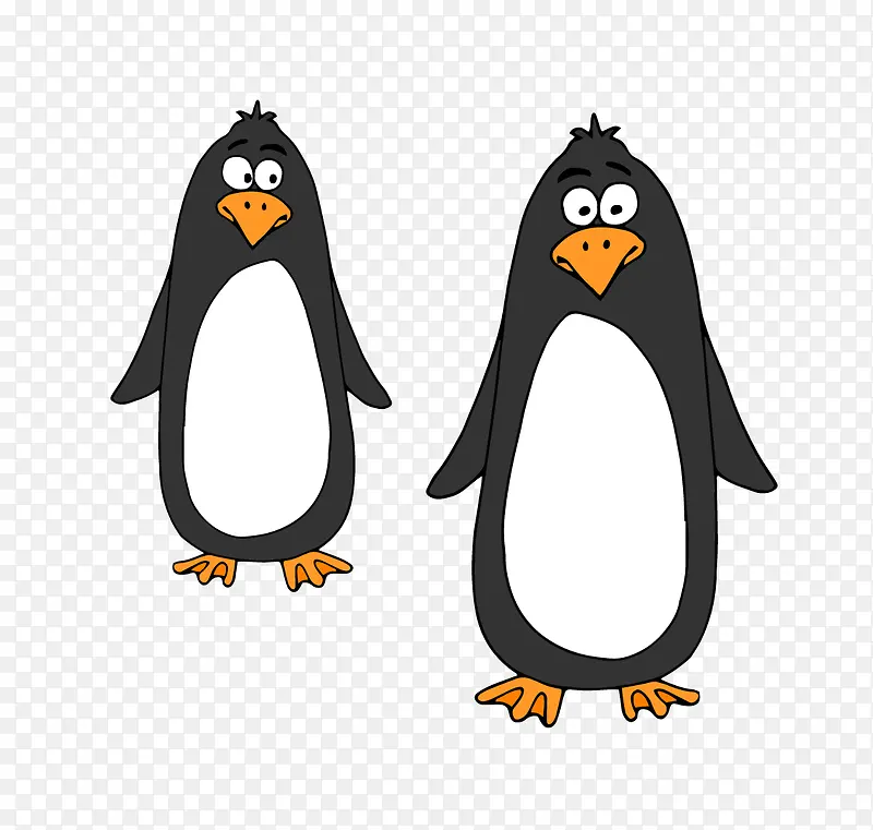 矢量黑色的可爱卡通企鹅