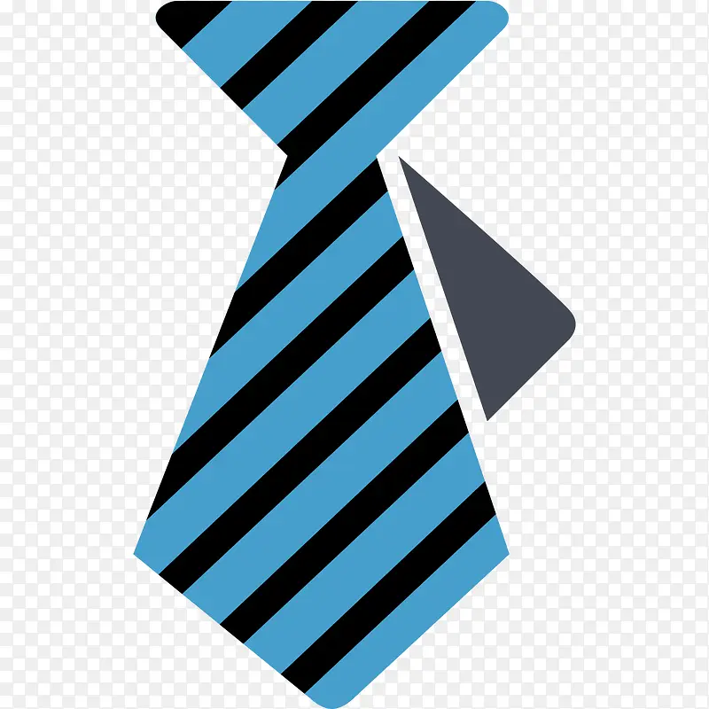 蓝色扁平化圆角领带元素