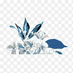 唯美蓝色忧郁白色花瓣
