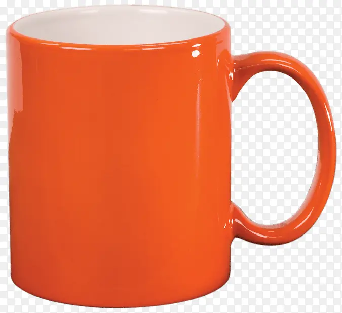 橙色陶瓷杯
