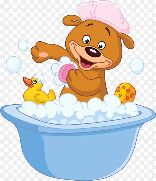 洗澡的小熊