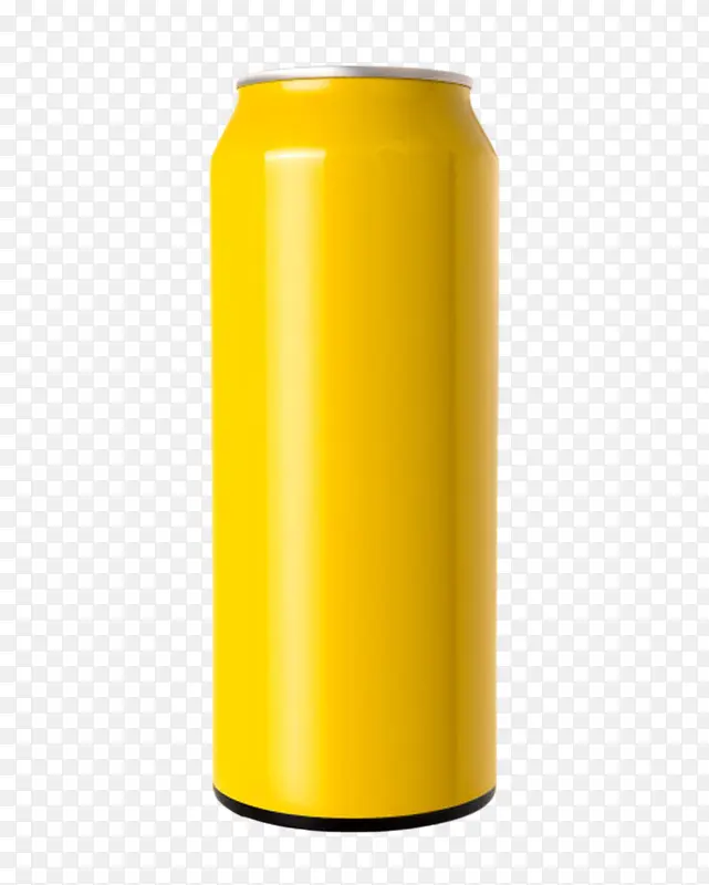 黄色反光的饮料金属罐子实物