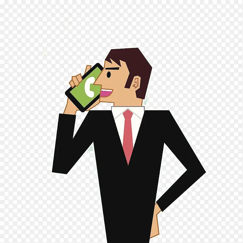 拿着手机打电话的卡通商务男士PNG图片素材下载_图片编号ylrrdwwy-免抠素材网